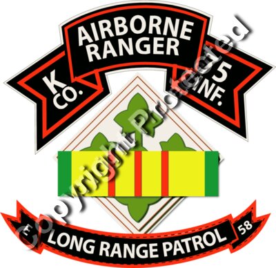 Vietnam - K Co 75th Ranger - 4th ID- VN Ribbon - LRSD